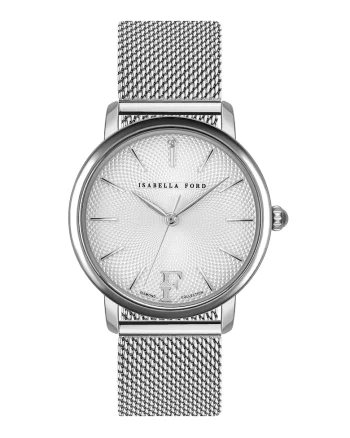 Ceas quartz decorat cu un diamant, Argintiu
