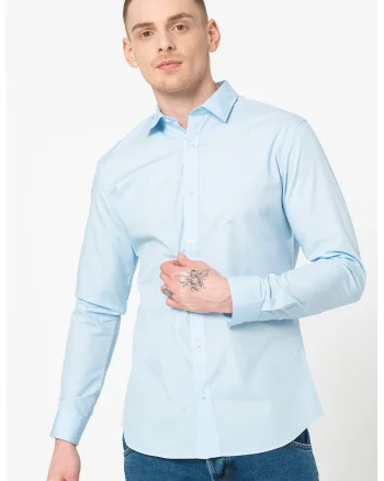 Set de camasi slim fit cu guler amplu Joe - 2 piese, Alb/Albastru deschis