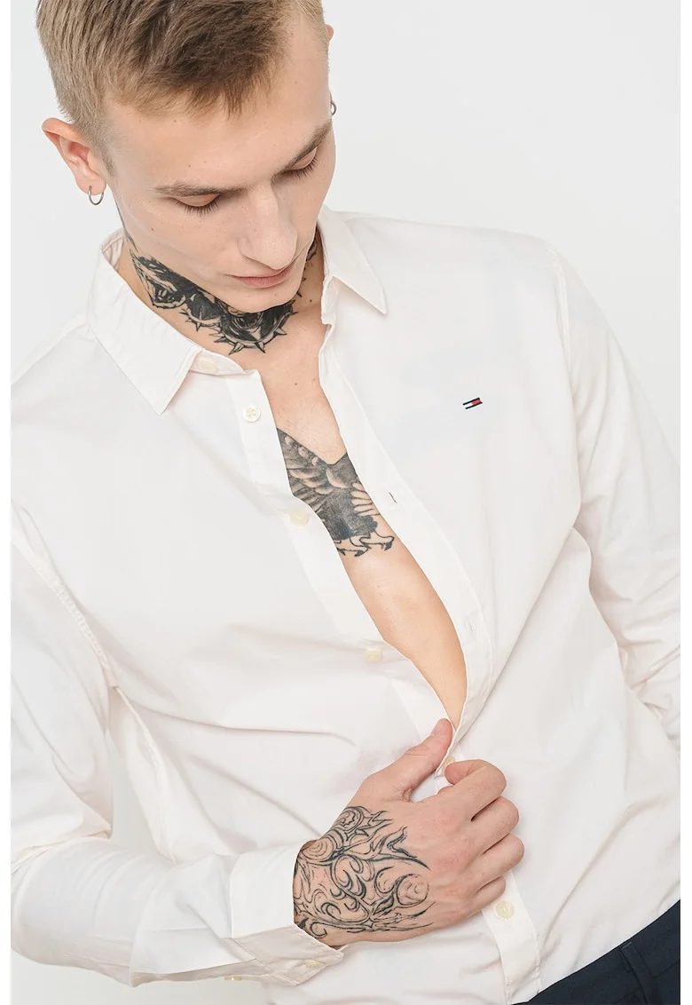 Camasa slim fit, Alb optic