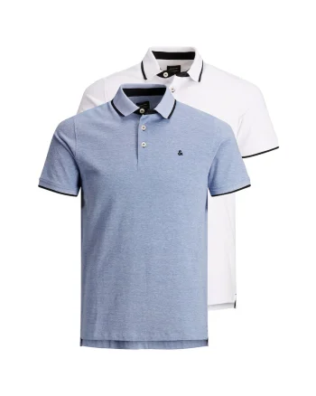 Set de tricouri polo cu croiala slim fit Paul - 2 piese, Alb/Albastru lavanda
