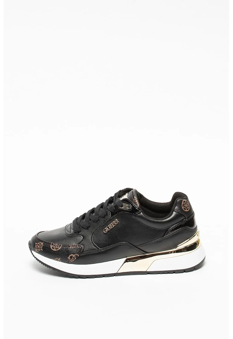 Pantofi sport cu talpa wedge si detalii cu model monograma