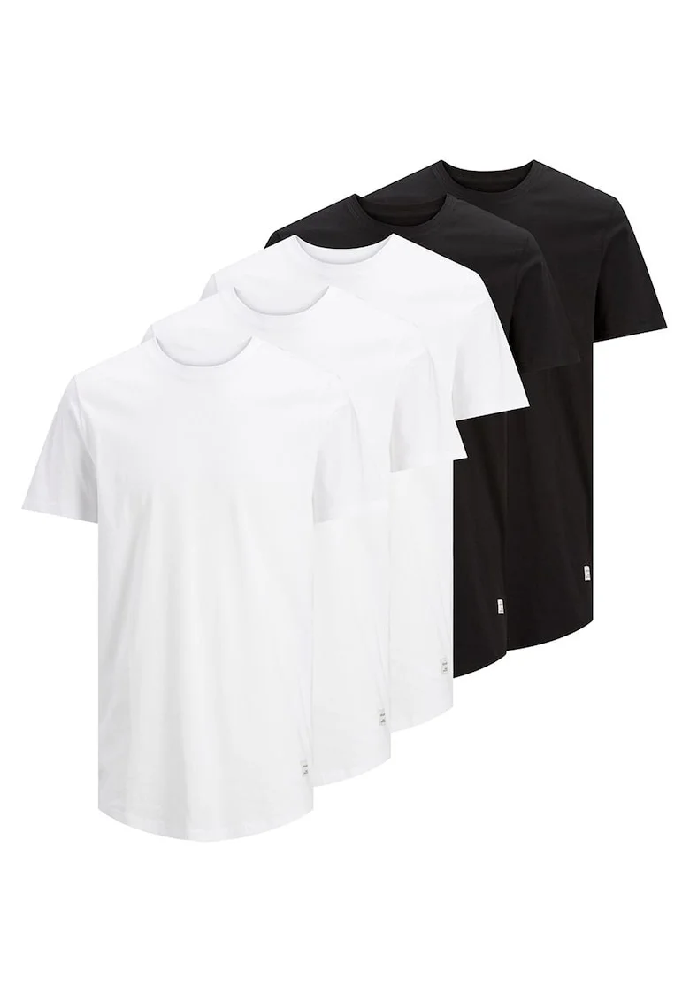 Set de tricouri din bumbac organic - 5 piese, Alb/Negru