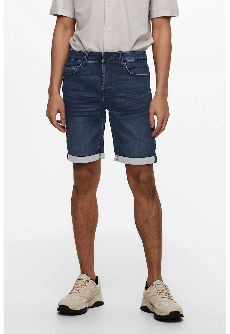 Pantaloni scurti din denim, Bleumarin