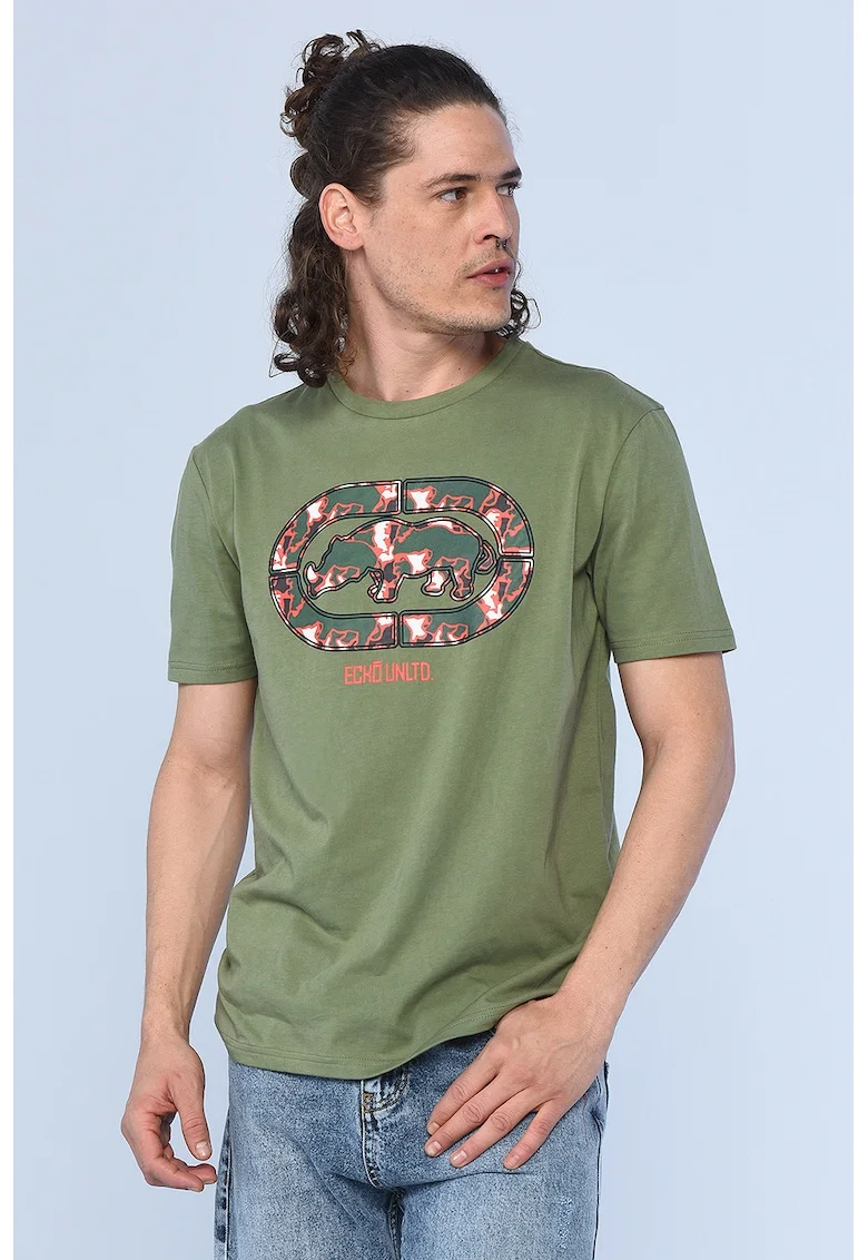 Tricou regular fit cu imprimeu logo Thane, Kaki