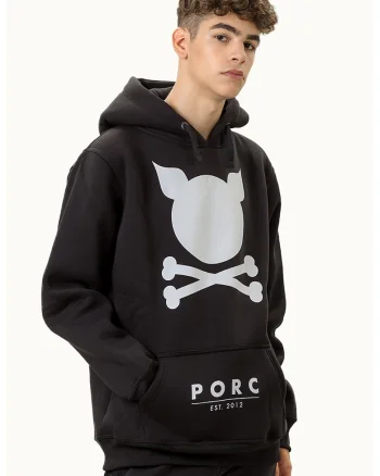 Hanorac unisex cu logo, Negru/Gri cenusiu
