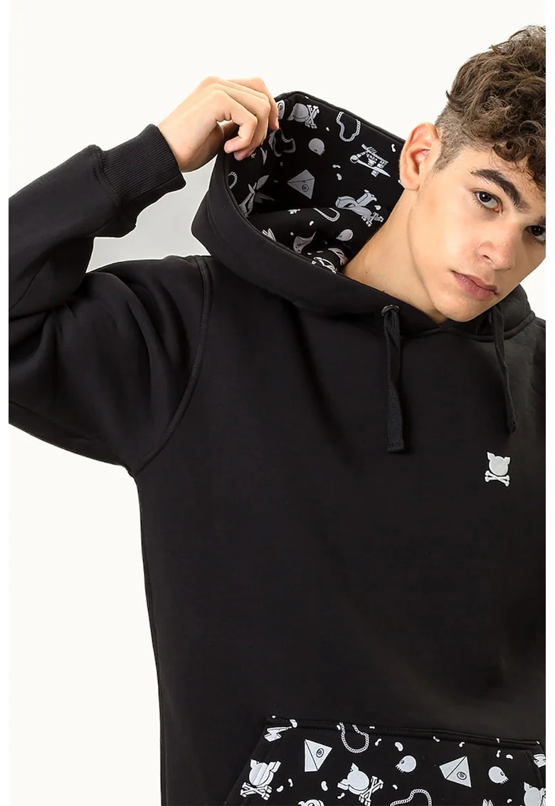 Hanorac unisex cu buzunar kangaroo, Negru/Gri