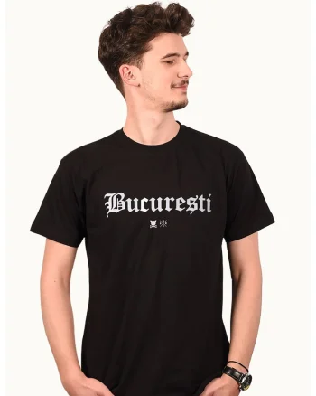 Tricou unisex cu imprimeu text, Alb/Negru