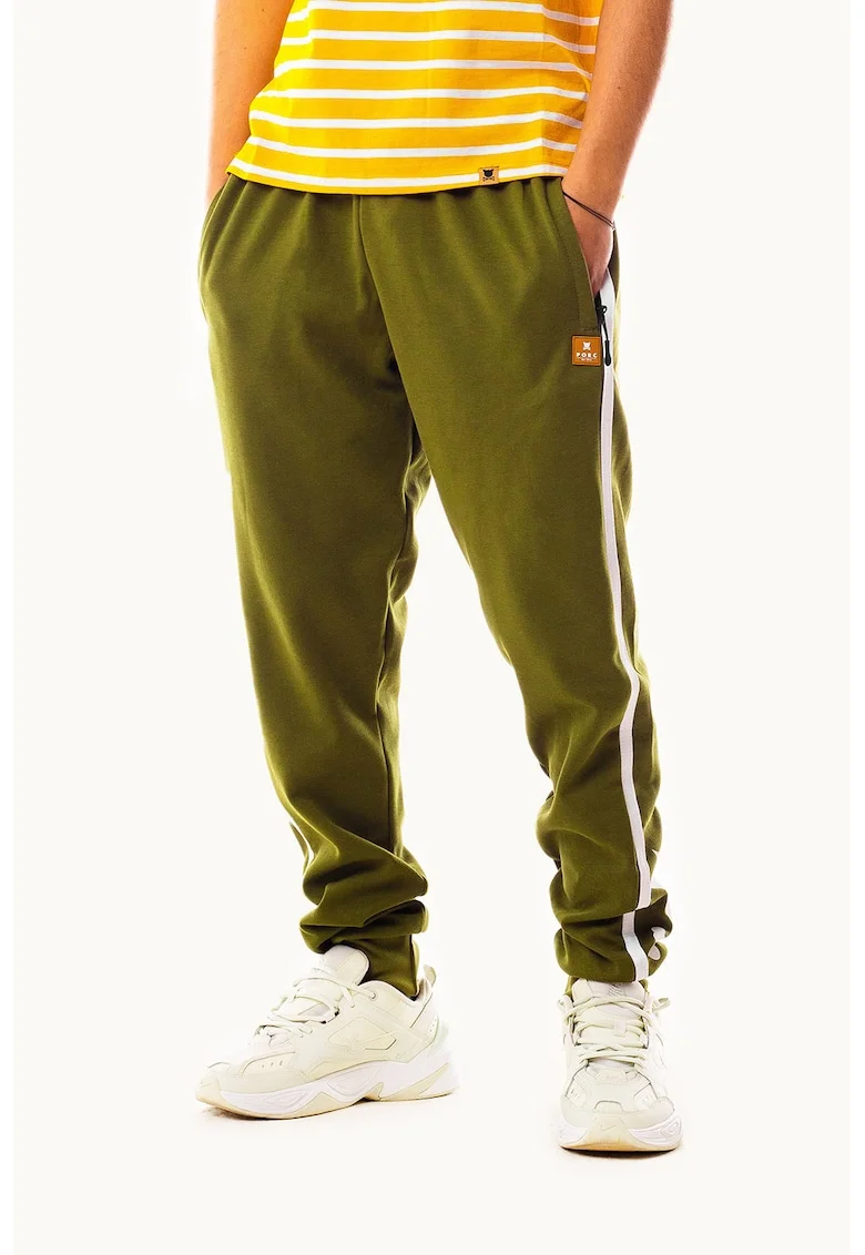 Pantaloni de trening unisex cu logo, Alb/Verde masliniu
