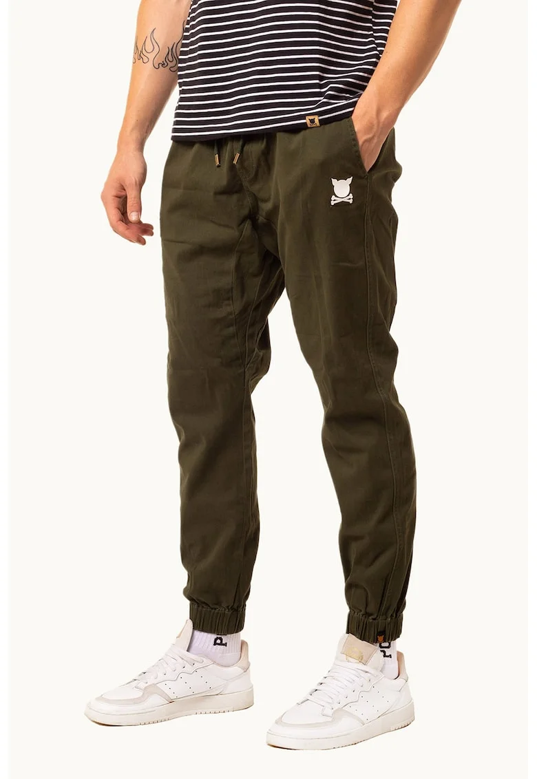 Pantaloni de trening unisex cu detaliu logo Essential, Kaki