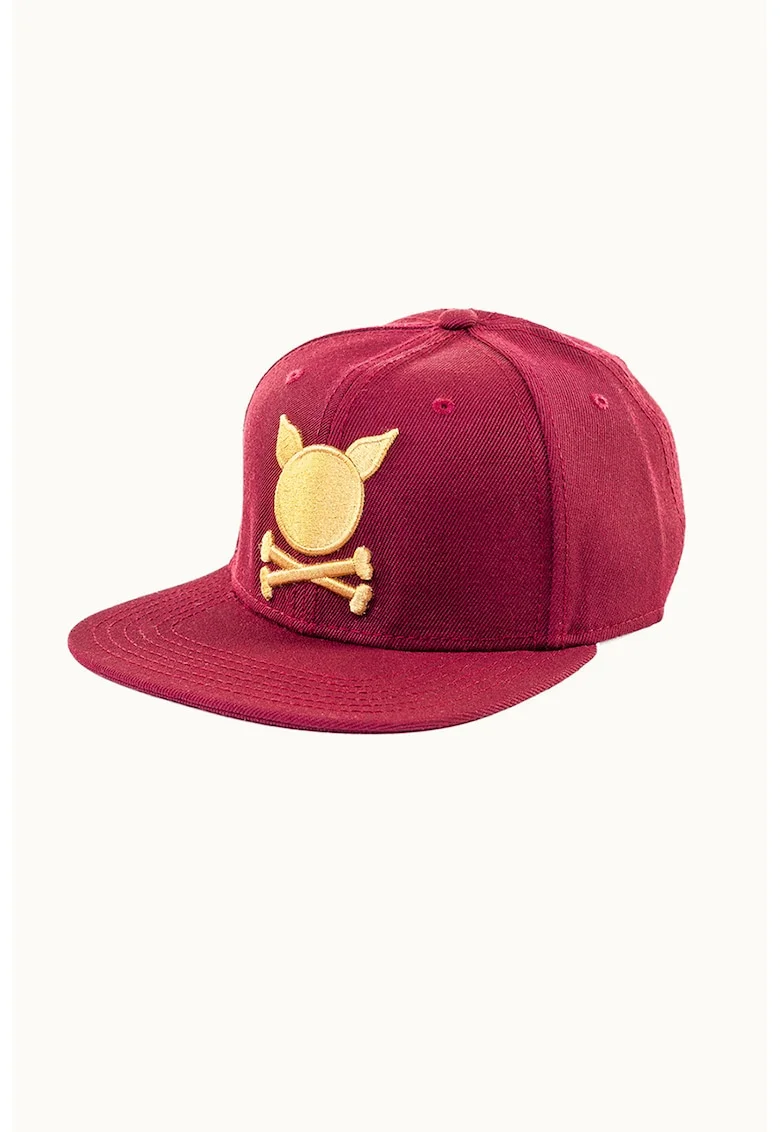 Sapca ajustabila unisex cu logo, Galben sofran/Rosu inchis