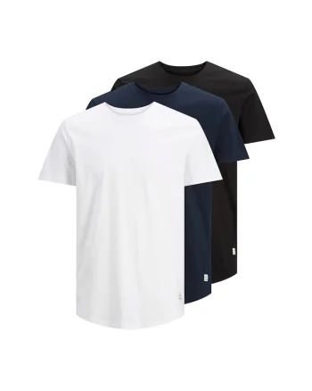 Set de tricouri din bumbac organic - 3 piese, Alb/Negru/Albastru inchis