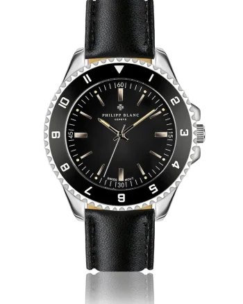 Ceas quartz cu o curea de piele, Negru
