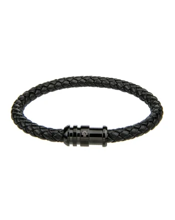 Bratara impletita din piele, Alb/Negru