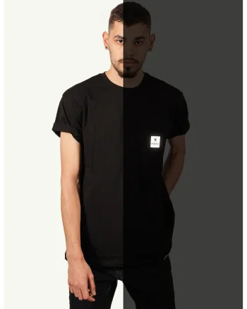 Tricou unisex cu aplicatie logo reflectorizanta, Negru