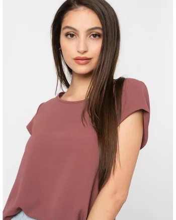 Bluza cu terminatie asimetrica Vic, Maro cognac