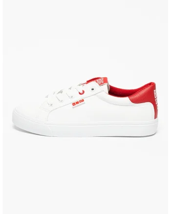 Pantofi sport de piele ecologica, Rosu/Alb