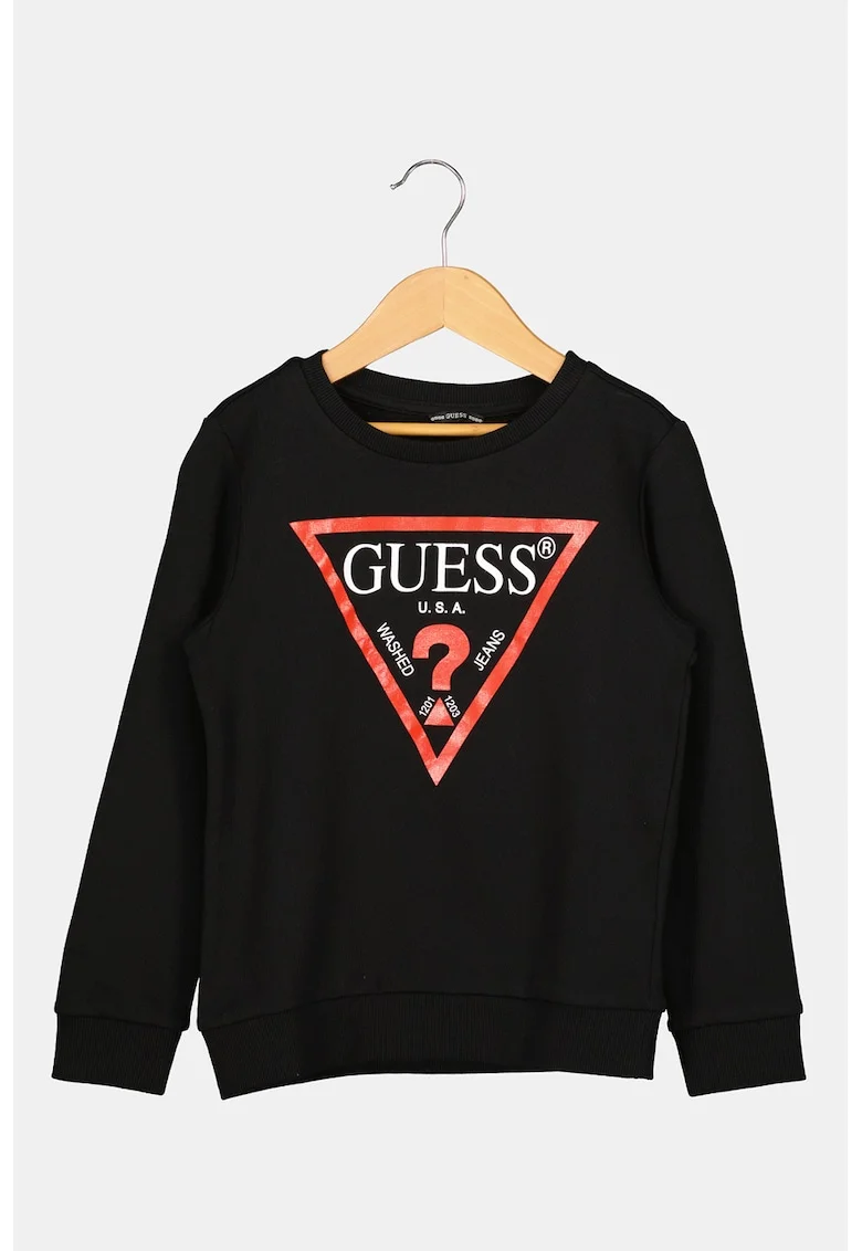 Bluza de trening cu decolteu la baza gatului si logo, Rosu/Alb/Negru