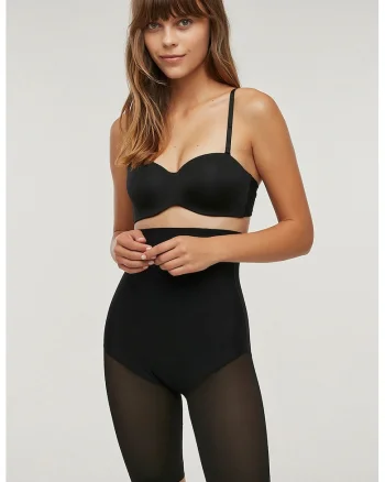 Pantaloni scurti modelatori cu insertii semi-transparente, Negru