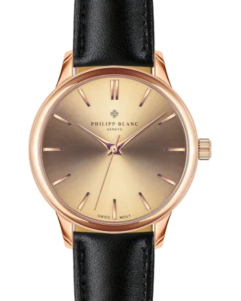 Ceas quartz unisex, Negru/Auriu rose