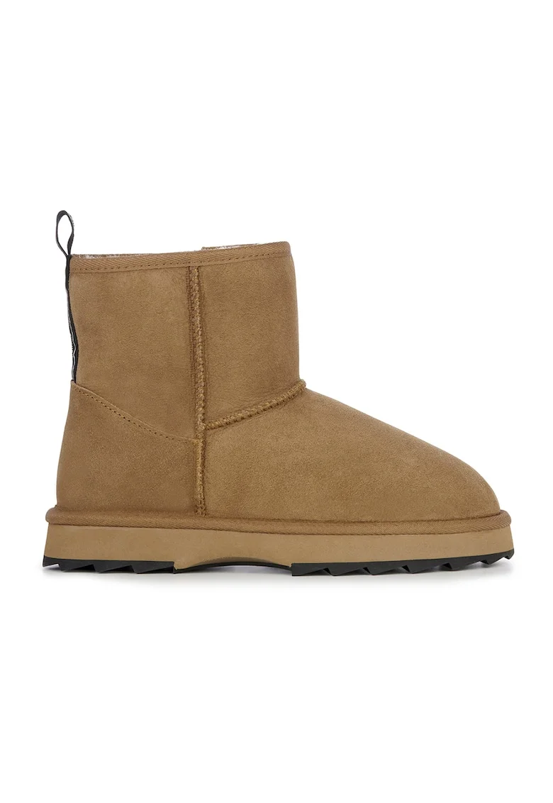 Ghete de piele intoarsa fara inchidere Sharky Mini, Caramel