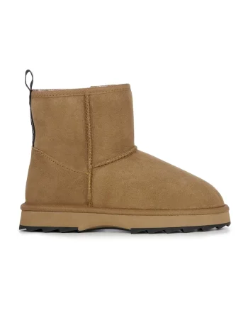 Ghete de piele intoarsa fara inchidere Sharky Mini, Caramel