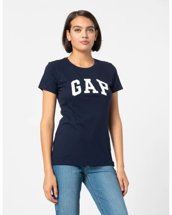Tricou de bumbac cu imprimeu logo, Bleumarin