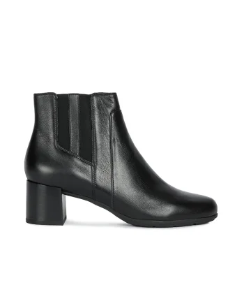 Botine de piele cu insertii elastice New Annya, Negru