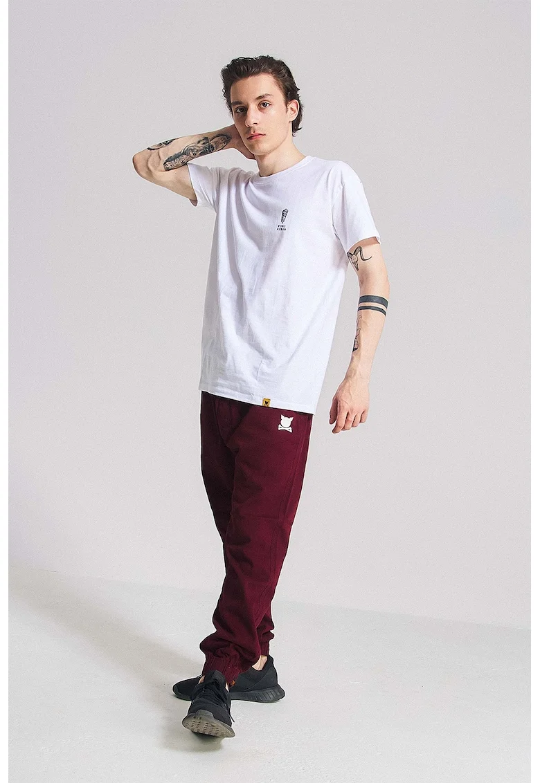 Pantaloni de trening unisex cu detaliu logo Essential, Visiniu
