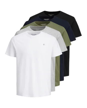 Set de tricouri de bumbac cu decolteu la baza gatului - 5 piese, Multicolor