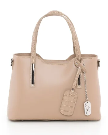 Geanta piele cu bareta de umar1112, Bej, 22x28x8