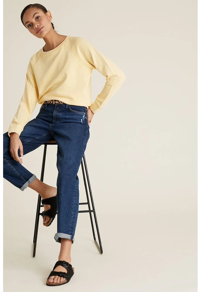 Blugi crop boyfriend, Bleumarin