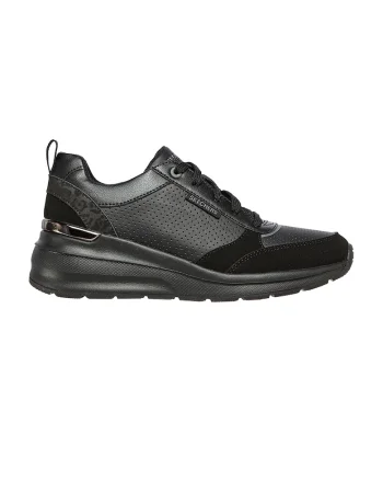 Pantofi sport wedge de piele ecologica Billion-Subtle Spots, Negru
