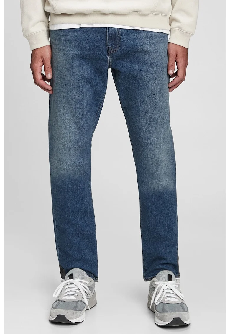 Blugi slim fit cu aspect decolorat, Albastru
