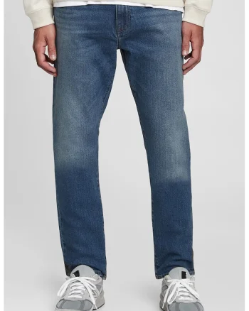 Blugi slim fit cu aspect decolorat, Albastru