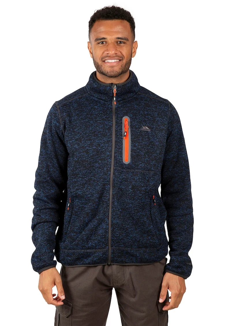 Bluza sport cu aspect tricotat si fermoar Bingham, Albastru inchis, Bleumarin inchis,