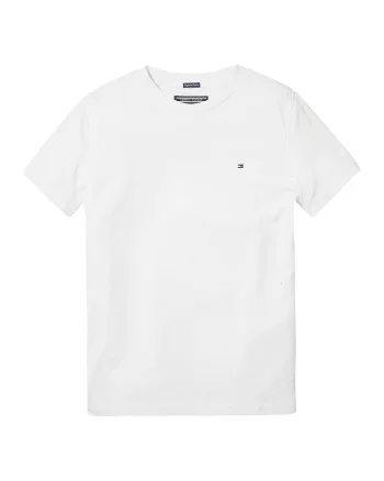 Tricou din bumbac organic cu decolteu la baza gatului, Alb