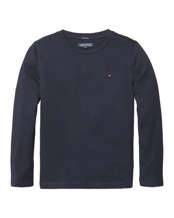 Bluza din bumbac organic cu detaliu logo, Bleumarin