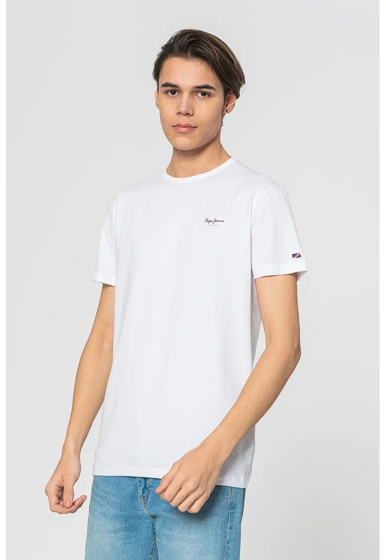 Tricou slim fit Original Basic, Alb