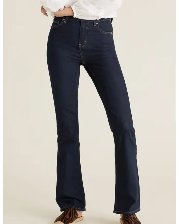 Blugi bootcut cu talie inalta Eva, Albastru inchis