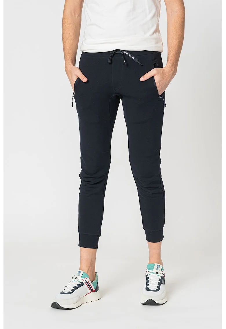 Pantaloni de trening conici cu buzunare cu fermoar, Bleumarin