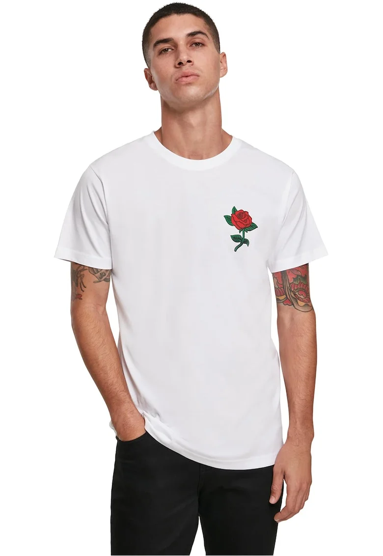 Tricou de bumbac cu imprimeu pe piept, Alb