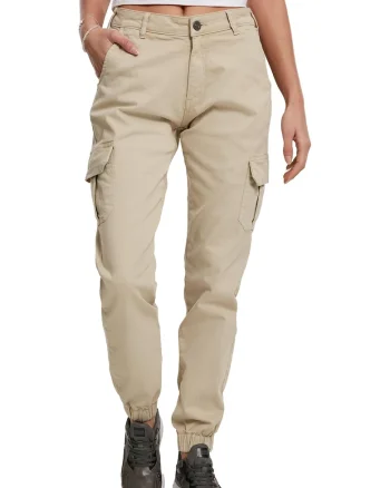 Pantaloni cargo cu talie medie, Bej deschis