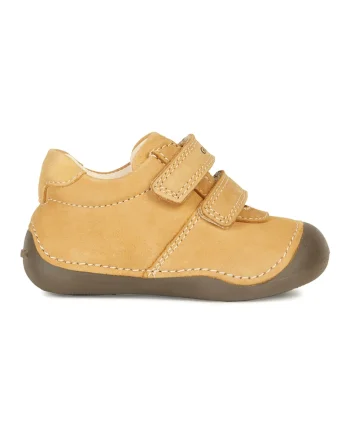 Pantofi de piele nabuc si piele intoarsa cu velcro, Galben sofran