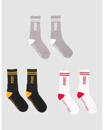 Set de sosete lungi, 3 perechi, Alb/Negru/Grej