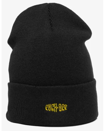 Caciula unisex tricotata cu text brodat, Negru