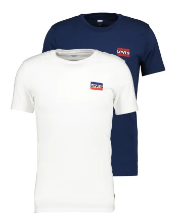 Set de tricouri cu logo - 2 piese, Alb/Albastru inchis