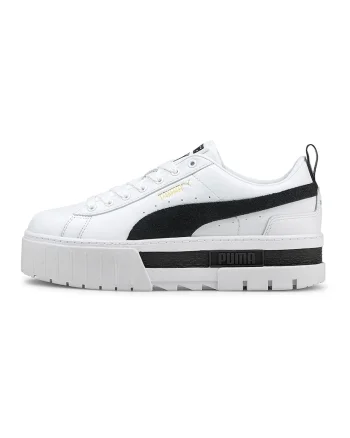 Pantofi sport flatform cu insertii din piele intoarsa Mayze, Alb/Negru