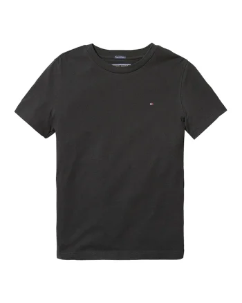 Tricou din bumbac organic cu decolteu la baza gatului, Negru