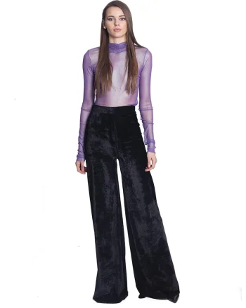 Pantaloni evazati de catifea, Negru