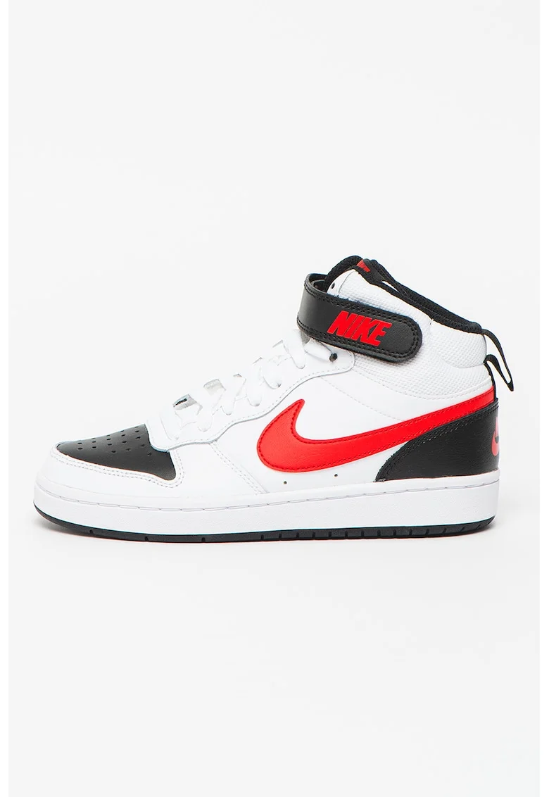 Pantofi sport mid-high cu insertii de piele Court Borough 2, Rosu/Alb/Negru